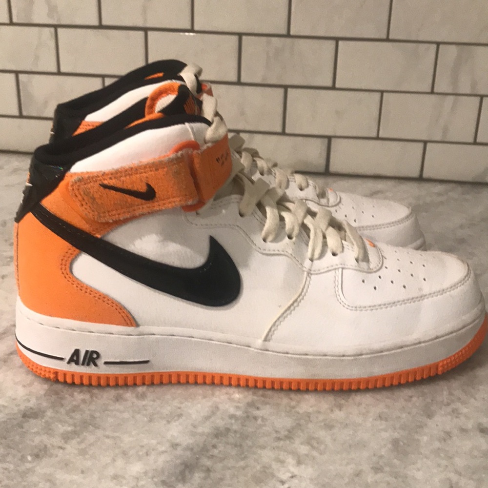 Nike Air Force 1 Sneakers Mens 8 Black White Orange Magma Mid I Got Next DV2134 - Picture 2 of 12